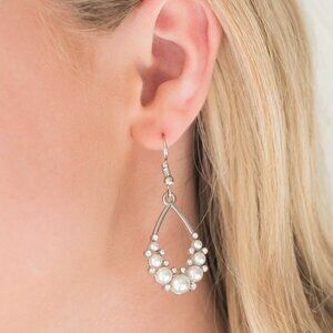 Paparazzi Jewelry Accessories - Fancy First - White Earrings - Vintage